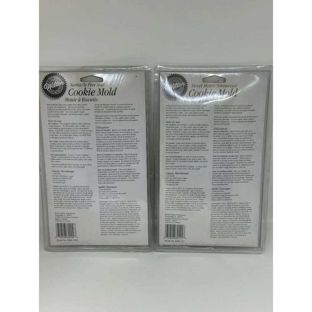 NEW Wilton Cookie Mold Set 2 Santa & Heart Valentine 6
